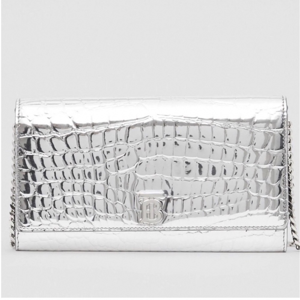 Burberry Metallic Embossed Bag w/ Detachable Strap